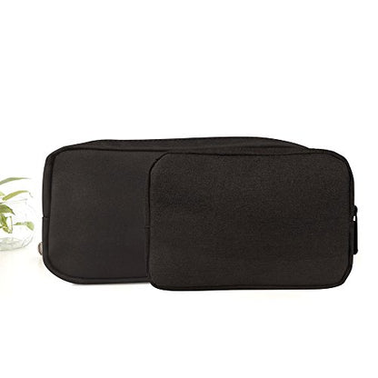 Universal Electronics/Accessories Soft Carrying Case Bag, Durable & Light-weight,Suitable for Out-going, Business, Travel and Cosmetics Kit (Small+Big-Black) - color: Small+Big-Black
