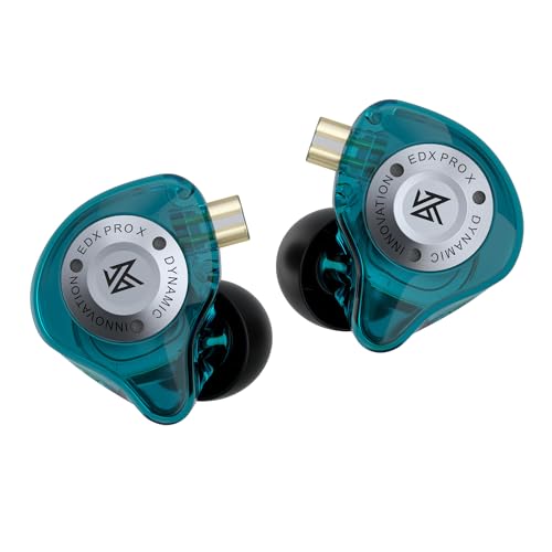 KZ EDX Pro X in Ear Monitor Headphones, HiFi Stereo IEM, Dynamic Driver Earphones with Detachable Cable, Deep Bass Noise Isolating Earbuds for Singers Musicians Drummers Audiophile (Classic, Cyan) - color: Cyan, style: Classic