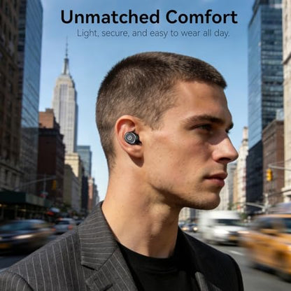 TOZO T10 Wireless Earbuds Powerful Bass Stereo Wireless Charging, APP, IPX8 | Waterproof, 55H Playtime, Ergonomic Design In Ear buds, App Customize EQ, Bluetooth 5.3 Headphones for Work, Travel, Black - color: Black