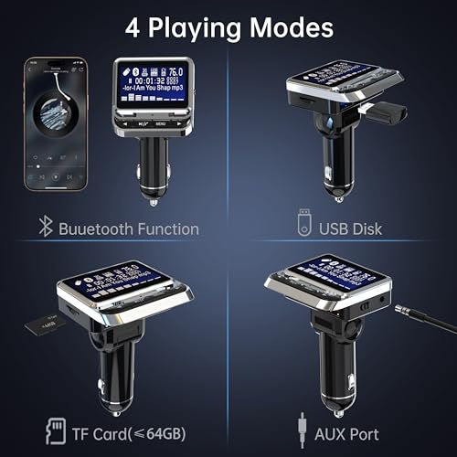 Bluetooth FM Transmitter for Car, Wireless Radio Adapter, 38W [PD 20W + QC 3.0], Handsfree Auto Kit with Remote Control, MP3 Music Player Support Siri Google Assistant U Disk/TF Card/Aux