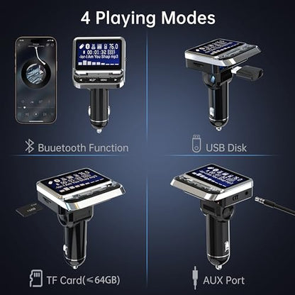 Bluetooth FM Transmitter for Car, Wireless Radio Adapter, 38W [PD 20W + QC 3.0], Handsfree Auto Kit with Remote Control, MP3 Music Player Support Siri Google Assistant U Disk/TF Card/Aux