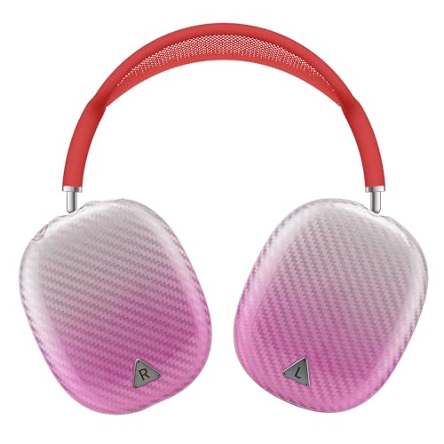 Carbon Fiber Texture Case Cover for AirPods Max Headphone, TPU Anti-Scratch Ear Cup Cover, Protective Skin Accessories for Apple AirPods Max(2024/2020) - Pink - color: Pink