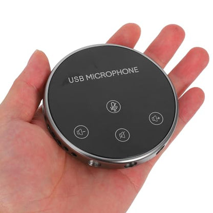 VILLCASE 360° Omnidirectional USB Microphone for Conference Calls and Live Streaming, Versatile Desktop Mic for Laptop and Computer, Black Compact Audio Pickup Tool for Video Meetings