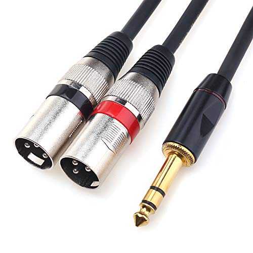 1/4 TRS to Dual XLR Male Y-Splitter Stereo Breakout Cable 1/4 inch(6.35mm) to 2 XLR Patch Cable - 5 FT/1.5m - size: 5 feet