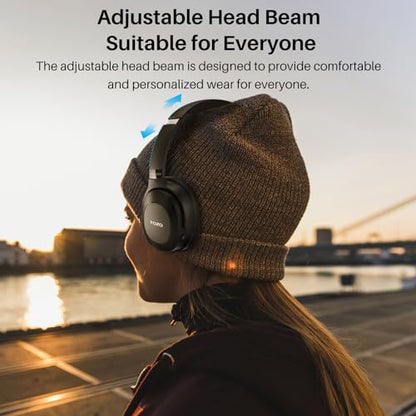TOZO Hybrid Active Noise Cancelling Headphones, Wireless Over Ear Bluetooth Headset, 40H Playtime, Hi-Res Audio Custom EQ via App Deep Bass Comfort Fit Ear Cups, for Home Office Travel Black - color: Glossy Black