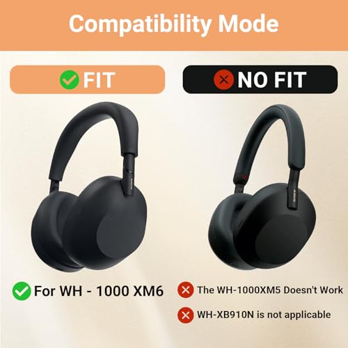 3 in 1 Ear Pads Cover Compatible with Sony WH-1000XM6 Protective Silicone Headphone Case Accessories for Sony WH-1000XM6 Ear Pads - Black - color: Black