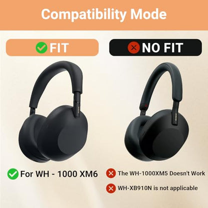 3 in 1 Ear Pads Cover Compatible with Sony WH-1000XM6 Protective Silicone Headphone Case Accessories for Sony WH-1000XM6 Ear Pads - Black - color: Black