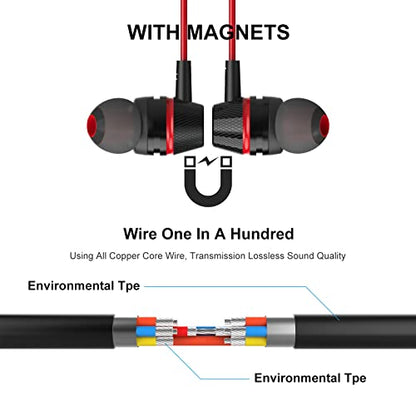1Mii Wired Earbuds with Microphone and Volume Control, In Ear Headphones Magnetic with Deep Bass, Noise Isolating, High Sound Quality Earphones with 3.5mm Jack for Phone, Android, PC, iPad, MP3(Black)