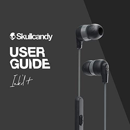 Skullcandy Ink’d+ Wired Earbuds with 3.5mm AUX Plug - Black | Noise Isolating Fit, Wired Connection, In-Line Microphone Call and Track Control, Ear Gel Sizes for Custom Fit, Travel Ready - color: Black