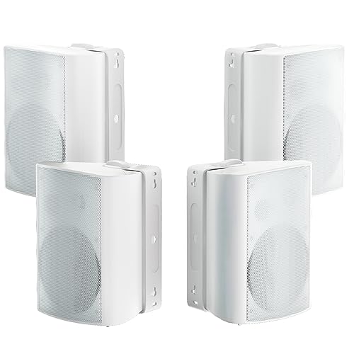 Herdio 800W 6.5 Inch Outdoor Speakers Bluetooth Waterproof Wired with Superior Amplifier, Wall Mounted Sound System, Enhanced Bass & Durable, Mountable Swivel Brackets, for Patio Home (2 Pairs, White) - color: White