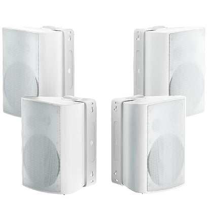 Herdio 800W 6.5 Inch Outdoor Speakers Bluetooth Waterproof Wired with Superior Amplifier, Wall Mounted Sound System, Enhanced Bass & Durable, Mountable Swivel Brackets, for Patio Home (2 Pairs, White) - color: White