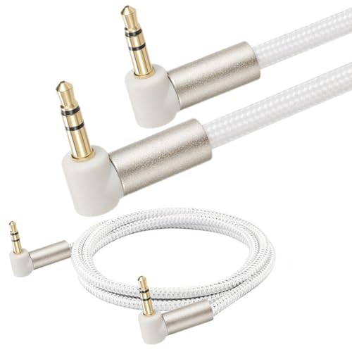 3.5mm Audio Cable Stereo Aux Male to Male 90 Degree Angle Cord Headphone Speaker (9.8ft) - size: 9.8ft