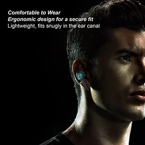 Septpenta Bluetooth Gaming Earbuds, Stereo 45Ms Ultra Low Latency BT 5.2 13mm Drivers Dual Mode Wireless Earphone, Two Illumianated Auto Pairing Deeper Bass Built in Mic for Laptop(Black) - color: Black