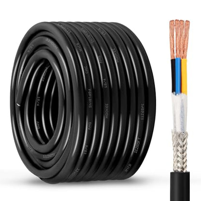 MOOKEERF 18/4 Shielded Wire 50FT,18AWG 4 Conductor Shielded Cable Stranded Pure Copper CNC Wire for CNC Router Machine,CNC VFD Spindle,3D Printer,Stepper Motor,Transformer,etc. - size: 50FT, style: 18AWG(4 Conductor)
