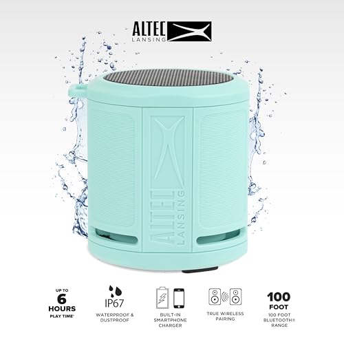 Altec Lansing HydraMicro - Waterproof Bluetooth Speaker, Lightweight & Portable Speaker for Travel & Outdoor Use, Mint - color: Mint, style: HydraMicro