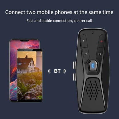 Docooler Car Bluetooth Speaker for Cell Phone, Portable Wireless Handsfree Car Kit, Sun Visor Mounted Speakerphone with Visor Clip & Mic - Black