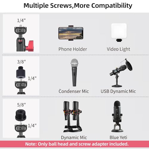 HEMMOTOP 22in Magic Arm Clamp with 1/4" - 3/8" Thread Screw MS08 | Adjustable Phone Holder, 360° Rotation, Long Articulating Arm Camera for Microphone, LED Lights, iPhone, Tripod, Desk, Table