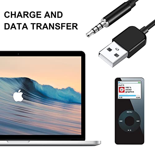 USB to 3.5mm Jack Audio Adapter, AUX Charge Cable for MP3 Player | Works with MP3 Player, Headphones and PC Speakers – Universal Adapter for Devices Without USB Port, Handy Repla