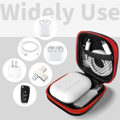 1 Pack Square Earbud Case Storage Bag with Carabiner, Red - color: C5-square red