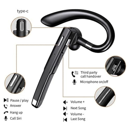 Wireless Headset Wireless Headphones Handsfree Call Wireless Earpiece Noise Cancellation Earbud Earphones Mic Compatible with Cell Phones Car Driver Trucker Business Office Men Women (Black) - color: Black