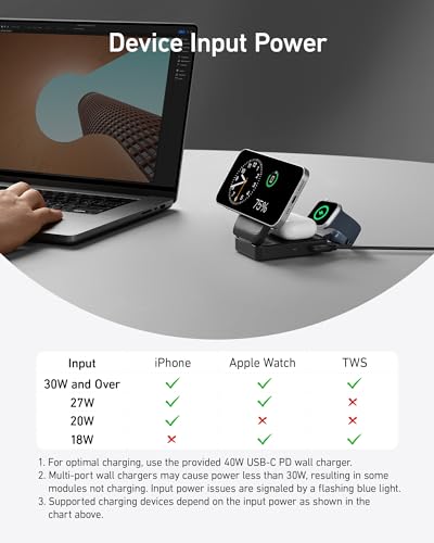 Anker MagGo 3-in-1 MagSafe-Compatible Qi2 15W Foldable Charging Station | Qi2-Certified Wireless Charging Stand for iPhone 17 - 12 Series, AirPods, Apple Watch Ultra(Non-Battery, Adapter Included) - color: Black