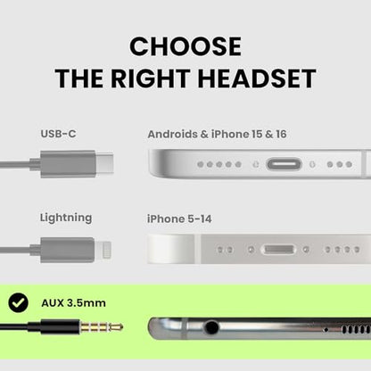 Avantree Resolve –3.5mm AUX Wired Open-Ear Earbuds w/Mic & Over-Ear Hook | Large Size, Compatible with Android Smartphones & Laptops & PC with AUX Jack, Ideal for Office, Outdoor & Home