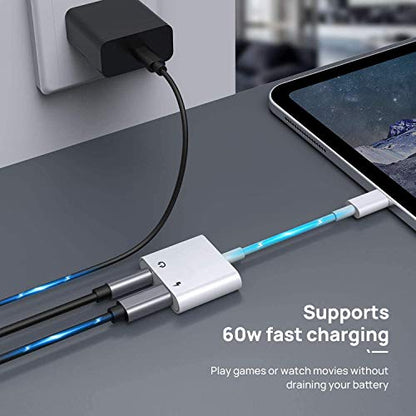 2 Pack [Apple MFi Certified] Lighting to 3.5 mm Headphone Jack Adapter | 2 in 1 iPhone Headphone Jack Aux Audio + Charger Cable Splitter Adapter Dongle for iPhone 14 13 12 11 Pro Max XS XR X 8 7