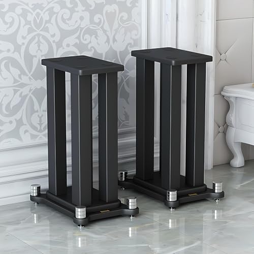 A Pair of Speaker Stands, Bookshelf Speaker Stand Steel Frame Support for Speakers up to 40 kg, Vibration-Absorbing MDF Design, Studio Monitor Stands Improves Sound Quality (70cm/27.5in) - size: 70cm/27.5in