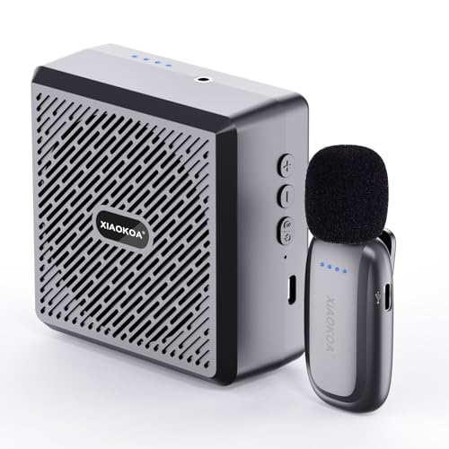 Wireless Lavalier Microphone with Voice Amplifier for Teachers | Bluetooth Speaker with Lapel Mic, Charging Portable Mini Mics, 2.4G Clip Microphones System for Tour Guides Fitness Meetings - color: Black2