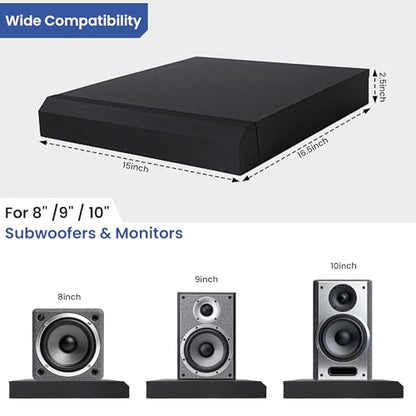 Speaker Isolation Pads, Foam Studio Monitor Isolation Pads for 8-10 Inch Monitors, Acoustic Noise Reduction Riser Platform for Studio Monitor, Subwoofer, Loudspeaker, 16.5"x15"x2.5", Black