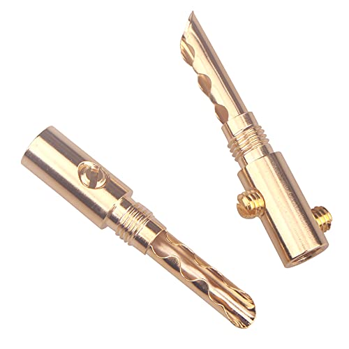 Banana Plugs 2Pairs(4pcs) Pure Copper Gold-Plated BFA Banana Plugs Connectors for Speaker Wires 4mm for HiFi Speaker Cable Wire