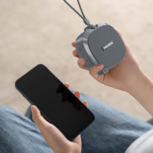 PEICHENG Speaker, Small Portable Bluetooth Wireless IPX5 Waterproof Shower Speaker,Loud Stereo Sound Deep Bass,TWS Paire, RGB Lights,Long Playtime for Outdoor Party, Great Gift,1PC(Gray) - color: Gray