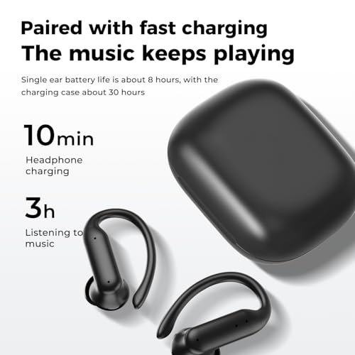 Wireless Earbuds, Running Earbuds with Earhooks & Charging Case, Waterproof, Sweatproof & Dustproof Running Earbuds, 45-Hour Playtime Earbuds with LED Power Display, Sports Earbud for the Gym