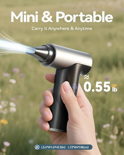 Compressed Air Duster, 200000RPM Super Power Electric Air Duster, 11-Gear Stepless Speed Mini Blower with Aluminum Alloy, Cordless Dust Blower for Computer, Keyboard, House, Outdoor, and Car