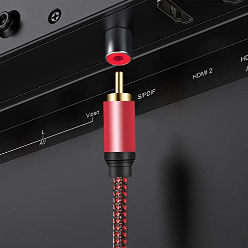 Tiierzon Digital Coaxial Audio Cable 12ft,1RCA Male to 1RCA Male Subwoofer Cable Nylon Braided RCA Video Cable for Subwoofer, Home Theater, HDTV, Hi-Fi Systems (12Ft) - size: 12Ft