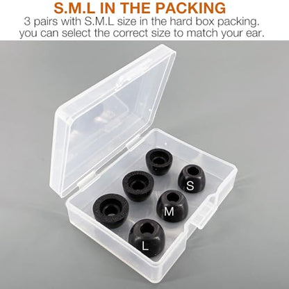 Replacement Memory Foam Eartips for EarFun Earbuds,3 Pairs,Black