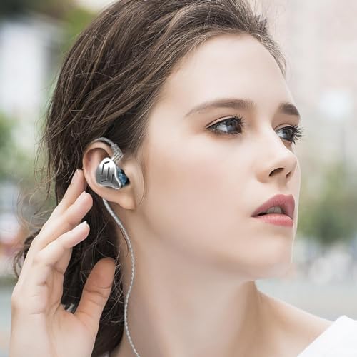 KZ Zax in Ear Headphones 7BA+1DD Hybrid 16 Drivers HiFi Noise Cancelling in Ear Monitor, Zin Alloy Shell Metal Wired Earphone with 3.5mm Jack Detachable 2 Pin 0.75mm Cable (No mic, Silver) | HiFi Sound Isolating Wired Earbuds, Zin Alloy Shell Metal Earpho
