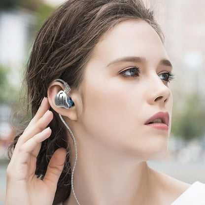 KZ Zax in Ear Headphones 7BA+1DD Hybrid 16 Drivers HiFi Noise Cancelling in Ear Monitor, Zin Alloy Shell Metal Wired Earphone with 3.5mm Jack Detachable 2 Pin 0.75mm Cable (No mic, Silver) | HiFi Sound Isolating Wired Earbuds, Zin Alloy Shell Metal Earpho