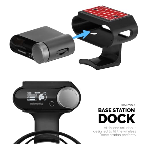 Under Desk Headphone Hanger Stand for Steelseries Arctis Nova Pro, Elite and Pro Omni Wireless Headsets with Dock for the Wireless Base Station by Brainwavz (HPS02) - color: HPS02