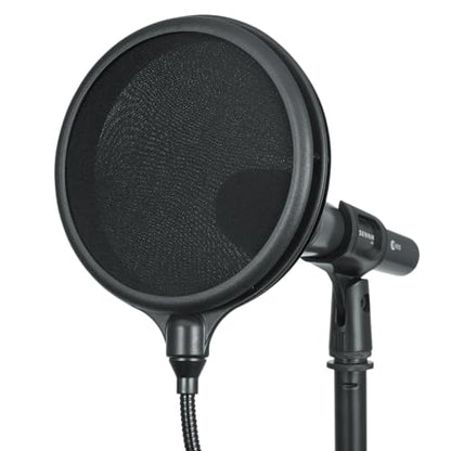 Gator Frameworks Split Level Double Layered Pop Filter with Attachment Clamp; Fits Most Standard Microphone Stands (GM-POP Filter) - style: Double Layer Pop Filter