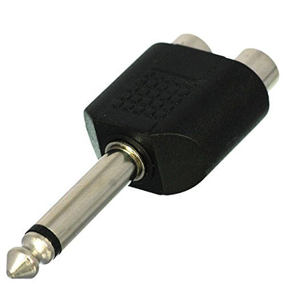 CESS 6.35mm Mono Male to Dual RCA Female Splitter Adapter, 2 Pack