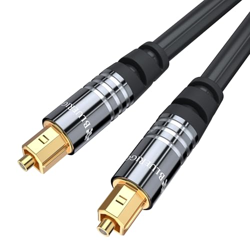 BlueRigger Digital Optical Audio Toslink Cable (15FT, Fiber Optic, Aluminum Shell, 24K Gold-Plated) - Compatible with Home Theatre, Sound Bar, TV, Xbox, PlayStation PS4 – Premium Series - size: 15FT, style: Straight Toslink