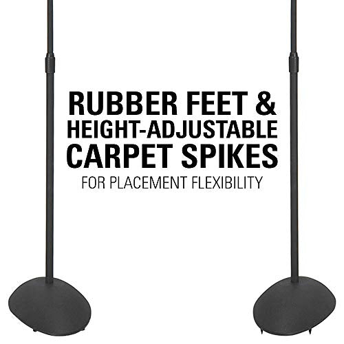 SANUS Height Adjustable Speaker Stands for Home Theater - Durable Design w/Tear Drop Base Fits Speakers up to 4lbs - 13" of Tool-Free Height Adjustment - Easy DIY Assembly