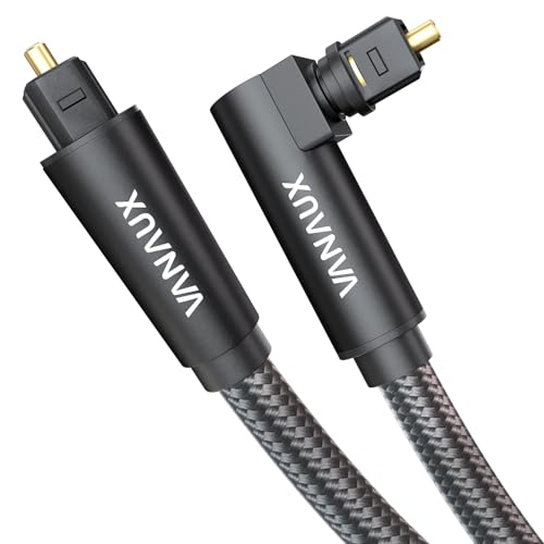 VANAUX 90 Degree Optical Audio Cable Digital Toslink Fiber Optic Cords Male to Male for Home Theater,Soundbars,Gaming Consoles (1FEET/0.3M) - size: 1FEET/0.3M