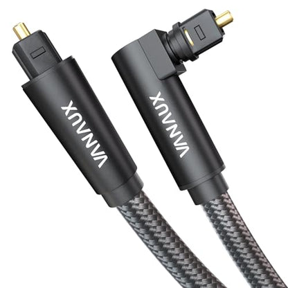 VANAUX 90 Degree Optical Audio Cable Digital Toslink Fiber Optic Cords Male to Male for Home Theater,Soundbars,Gaming Consoles (1FEET/0.3M) - size: 1FEET/0.3M