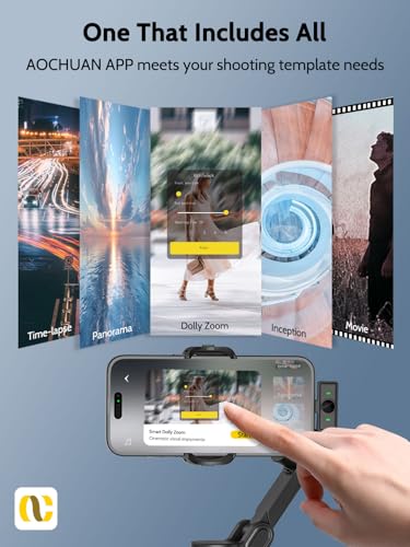 AOCHUAN 3-Axis Gimbal Stabilizer for iPhone with Lavalier Mic(V8 Mic Kit) - color: Black, size: Smart V8 Mic Kit