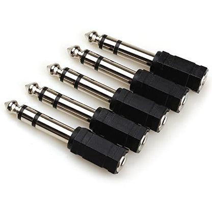 5PCS 6.35mm (1/4 inch) Male to 3.5 mm (1/8 Inch) Female Stereo Audio Headphone Jack Adapters, Quarter inch to 3.5mm Adapter - Black