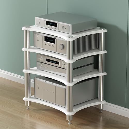 Stereo cabinet,audio rack,av media stand,stereo stand,audio stand,av cabinet,stereo racks and stands,media rack,hifi rack,audio rack cabinet,stereo rack,audio cabinet,audio-video shelving,av rack(4-la - color: 4-layer, size: White