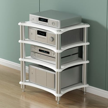 Stereo cabinet,audio rack,av media stand,stereo stand,audio stand,av cabinet,stereo racks and stands,media rack,hifi rack,audio rack cabinet,stereo rack,audio cabinet,audio-video shelving,av rack(4-la - color: 4-layer, size: White