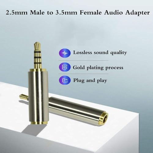 Adhiper 2.5mm to 3.5mm Adapter 3 Ring Jack Converter, 2Pcs | 2.5mm Male to 3.5mm Female Adapter, Gold Plated Jack Full Metal Connector for Headphone Earphone Headset Stereo or Mono